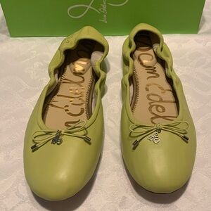 NWB SAM EDELMAN FELICIA IN KIWI LEATHER BALLET FLATS SIZE 11M